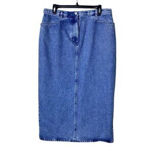 Vtg Evan Picone Y2K Maxi Blue‎ Jean Skirt 14 Festival Cowgirl Western Ranch 90s